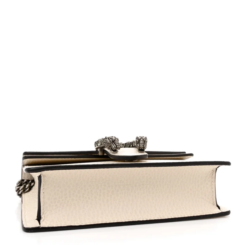 GUCCI SUPER MINI DIONYSUS SHOULDER BAG MYSTIC WHITE DOLLAR CALFSKIN LEATHER & CRYSTAL BLACK DIAMOND AGED SILVER HARDWARE - Image 6
