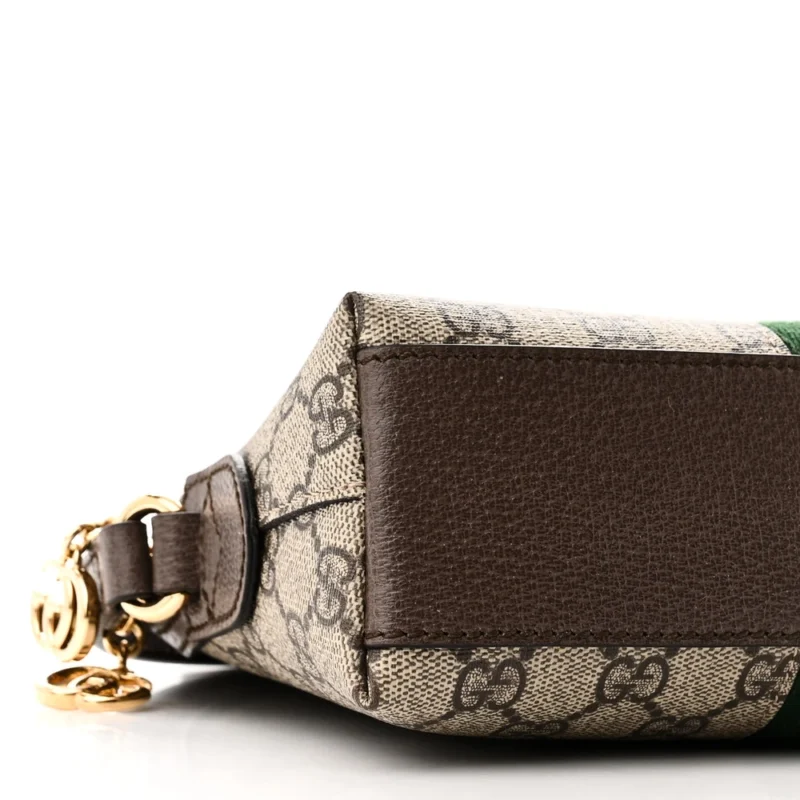 GUCCI SMALL OPHIDIA DOME SHOULDER BAG BEIGE / EBONY / NEW ACERO GG SUPREME MONOGRAM CANVAS & TEXTURED DOLLAR CALFSKIN LEATHER GOLD - Image 5