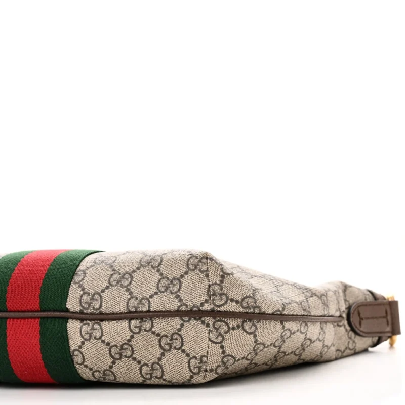 GUCCI SMALL WEB OPHIDIA HALF MOON HOBO BROWN GG SUPREME MONOGRAM CANVAS GOLD HARDWARE - Image 4