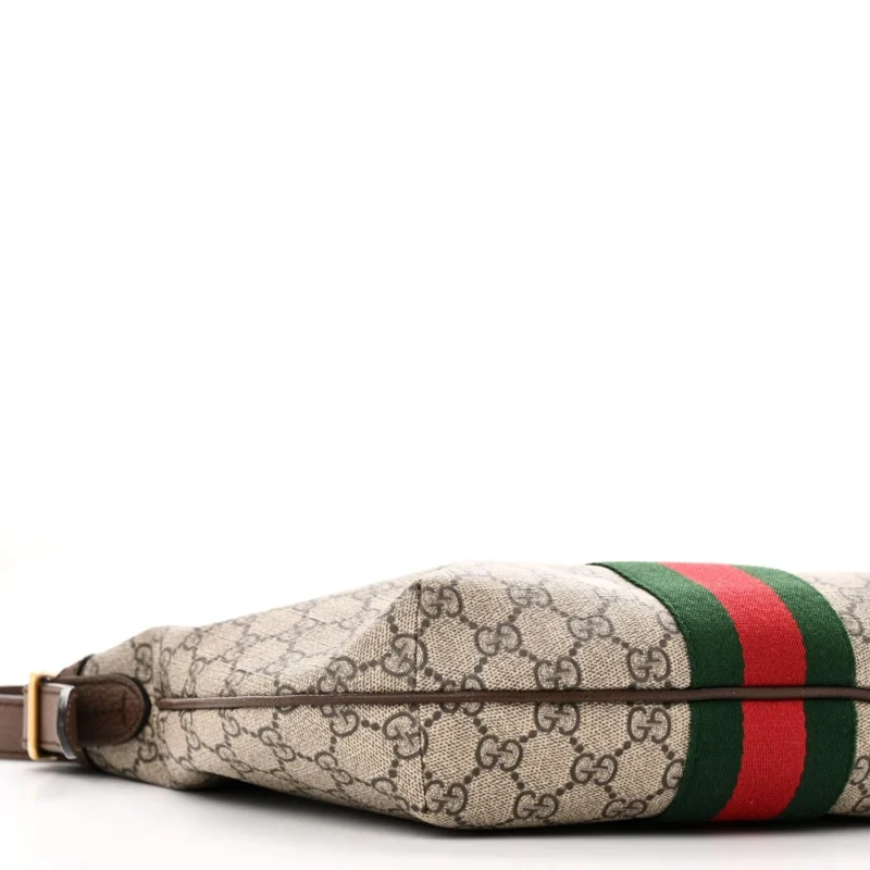GUCCI SMALL WEB OPHIDIA HALF MOON HOBO BROWN GG SUPREME MONOGRAM CANVAS GOLD HARDWARE - Image 5