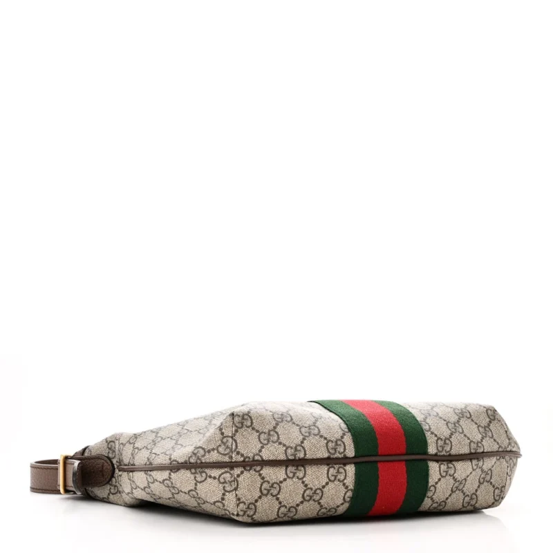 GUCCI SMALL WEB OPHIDIA HALF MOON HOBO BROWN GG SUPREME MONOGRAM CANVAS GOLD HARDWARE - Image 6
