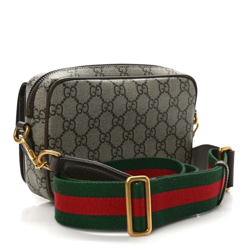 GUCCI MINI WEB OPHIDIA BAG BEIGE/EBONY GG SUPREME MONOGRAM CANVAS GOLD HARDWARE - Image 3