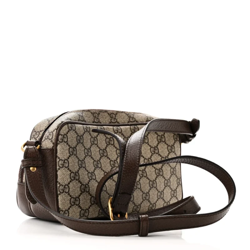 GUCCI SMALL WEB OPHIDIA MESSENGER BAG BEIGE / EBONY / NEW ACERO GG SUPREME MONOGRAM CANVAS & CALFSKIN LEATHER GOLD HARDWARE - Image 3