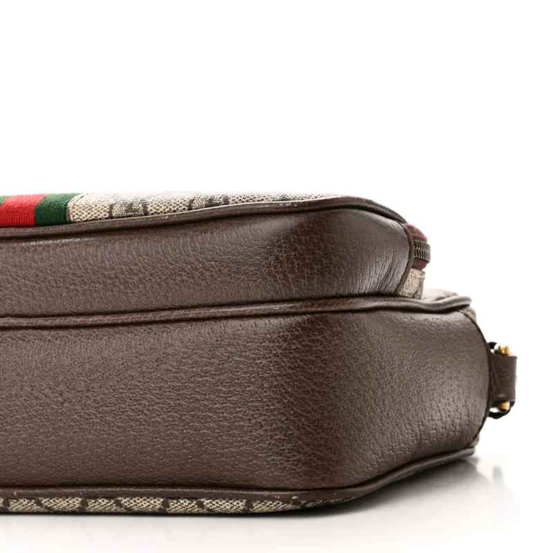GUCCI SMALL WEB OPHIDIA MESSENGER BAG BEIGE / EBONY / NEW ACERO GG SUPREME MONOGRAM CANVAS & CALFSKIN LEATHER GOLD HARDWARE - Image 4