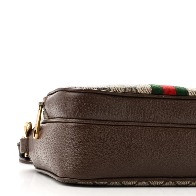 GUCCI SMALL WEB OPHIDIA MESSENGER BAG BEIGE / EBONY / NEW ACERO GG SUPREME MONOGRAM CANVAS & CALFSKIN LEATHER GOLD HARDWARE - Image 5