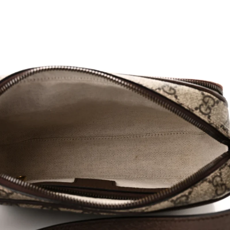 GUCCI SMALL WEB OPHIDIA MESSENGER BAG BEIGE / EBONY / NEW ACERO GG SUPREME MONOGRAM CANVAS & CALFSKIN LEATHER GOLD HARDWARE - Image 7