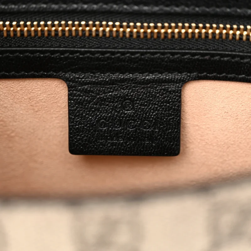 GUCCI SMALL PADLOCK MESSENGER SHOULDER BAG BEIGE/BLACK GG SUPREME MONOGRAM CANVAS & CALFSKIN LEATHER GOLD HARDWARE - Image 2