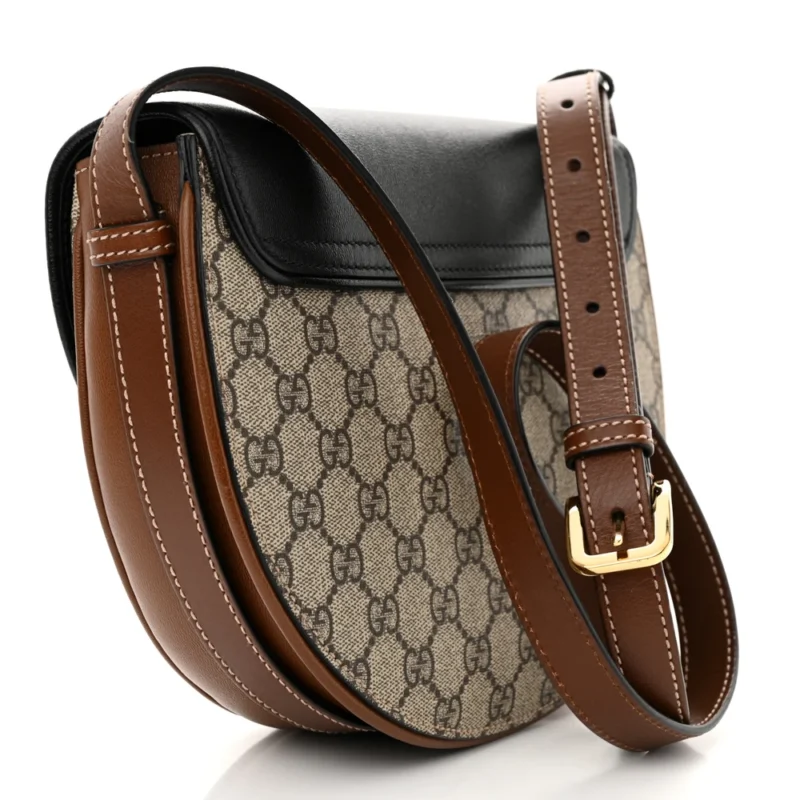 GUCCI SMALL PADLOCK MESSENGER SHOULDER BAG BEIGE/BLACK GG SUPREME MONOGRAM CANVAS & CALFSKIN LEATHER GOLD HARDWARE - Image 3