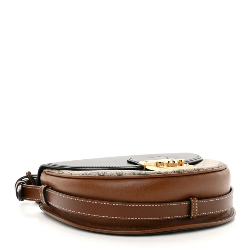 GUCCI SMALL PADLOCK MESSENGER SHOULDER BAG BEIGE/BLACK GG SUPREME MONOGRAM CANVAS & CALFSKIN LEATHER GOLD HARDWARE - Image 6