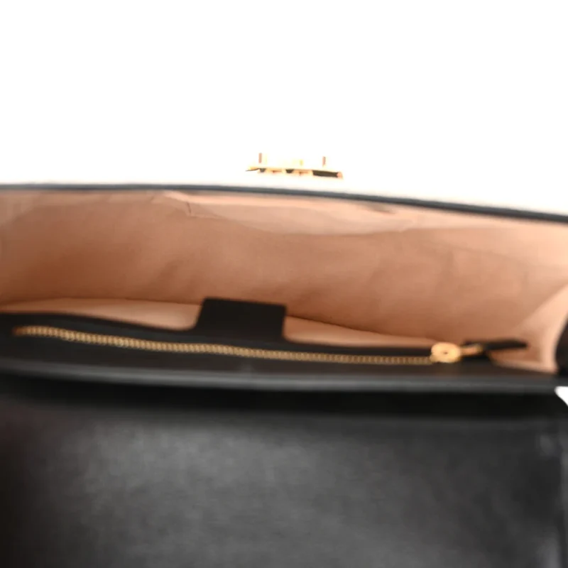 GUCCI SMALL PADLOCK MESSENGER SHOULDER BAG BEIGE/BLACK GG SUPREME MONOGRAM CANVAS & CALFSKIN LEATHER GOLD HARDWARE - Image 7