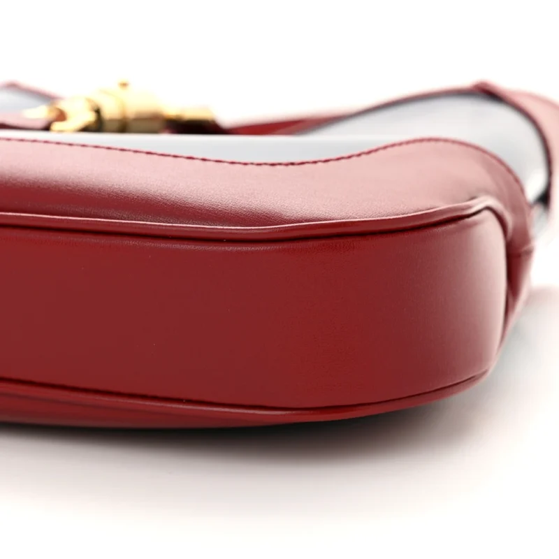 GUCCI SMALL BI-COLOR JACKIE 1961 HOBO BLUE AGATA / NEW CHERRY RED BOARDED DYANA LUX CALFSKIN LEATHER GOLD HARDWARE - Image 4