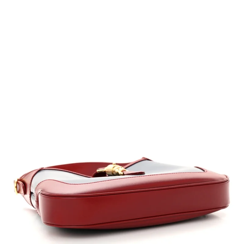 GUCCI SMALL BI-COLOR JACKIE 1961 HOBO BLUE AGATA / NEW CHERRY RED BOARDED DYANA LUX CALFSKIN LEATHER GOLD HARDWARE - Image 6