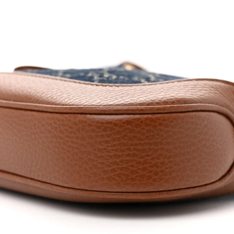 GUCCI JACKIE 1961 HOBO BLUE TEA / CUIR GG MONOGRAM NEW DENIM & CALFSKIN LEATHER GOLD HARDWARE - Image 4