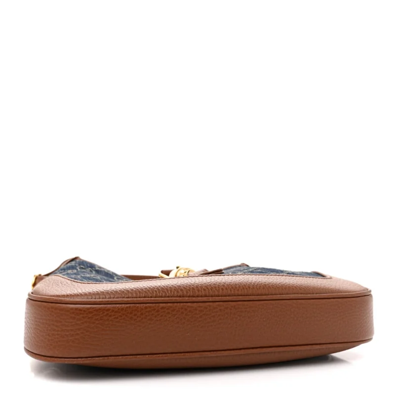 GUCCI JACKIE 1961 HOBO BLUE TEA / CUIR GG MONOGRAM NEW DENIM & CALFSKIN LEATHER GOLD HARDWARE - Image 6