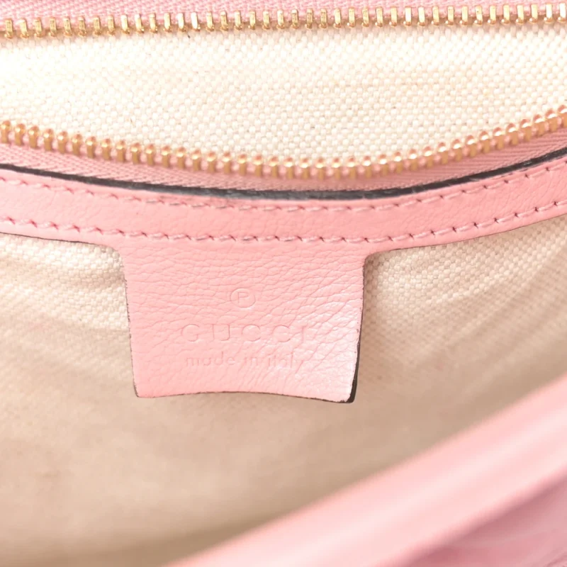 GUCCI SMALL DIAGONAL TORCHON GG MARMONT SHOULDER BAG NEW CHERRY RED / WILD ROSE AZALEA ENAMEL CALFSKIN MATELASS?? LEATHER GOLD HARDWARE - Image 2