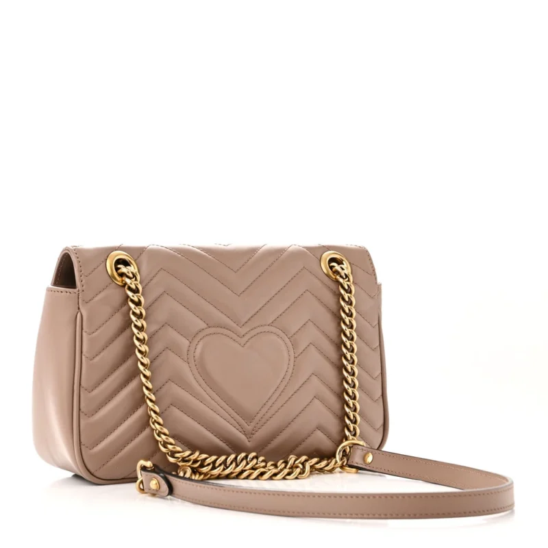 GUCCI SMALL GG MARMONT SHOULDER BAG PORCELAIN ROSE CALFSKIN MATELASS?? LEATHER GOLD HARDWARE - Image 3