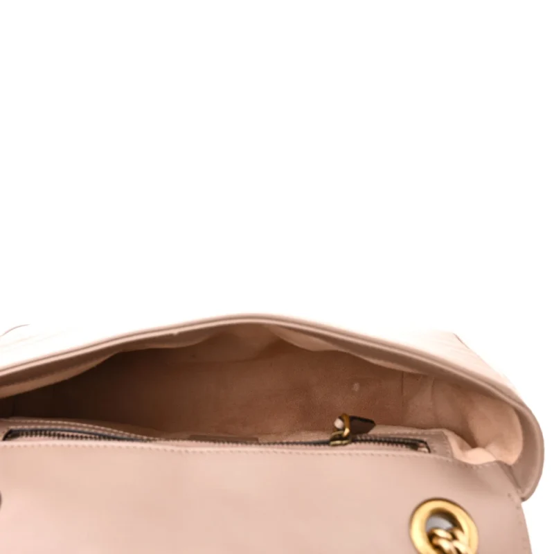 GUCCI SMALL GG MARMONT SHOULDER BAG PORCELAIN ROSE CALFSKIN MATELASS?? LEATHER GOLD HARDWARE - Image 7