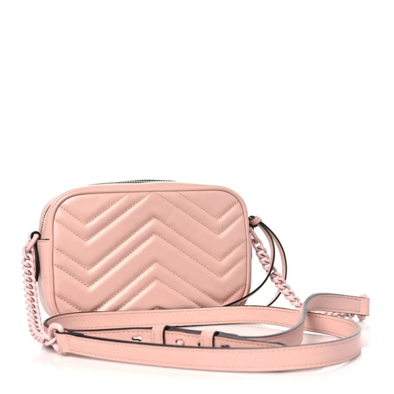 GUCCI MONOCHROME MINI GG MARMONT CHAIN SHOULDER BAG PERFECT PINK CALFSKIN MATELASS?? LEATHER INCOGNITO HARDWARE - Image 3