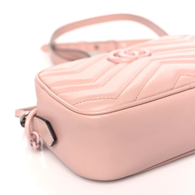 GUCCI MONOCHROME MINI GG MARMONT CHAIN SHOULDER BAG PERFECT PINK CALFSKIN MATELASS?? LEATHER INCOGNITO HARDWARE - Image 4