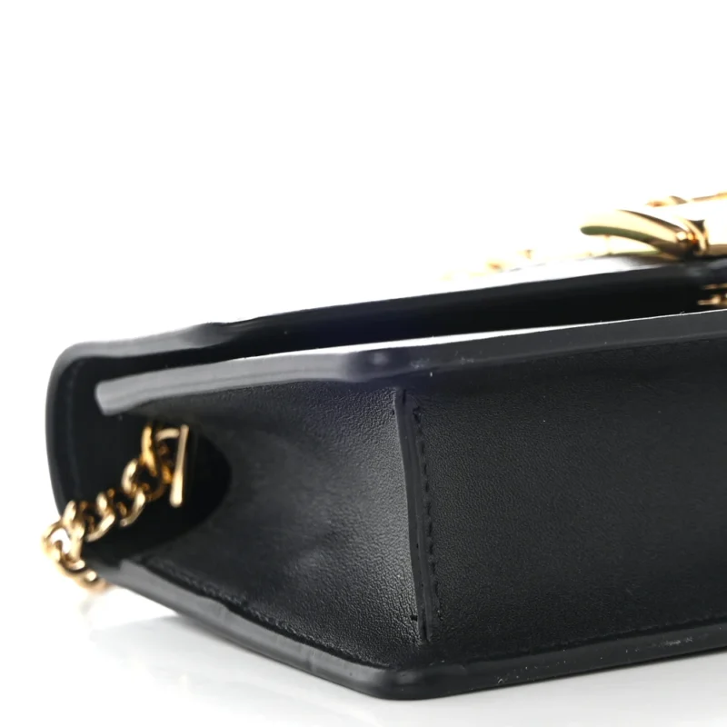 GUCCI SUPER MINI SYLVIE CHAIN SHOULDER BAG BLACK CALFSKIN LEATHER GOLD HARDWARE - Image 4