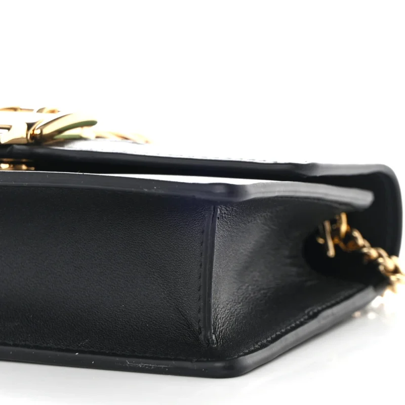 GUCCI SUPER MINI SYLVIE CHAIN SHOULDER BAG BLACK CALFSKIN LEATHER GOLD HARDWARE - Image 5