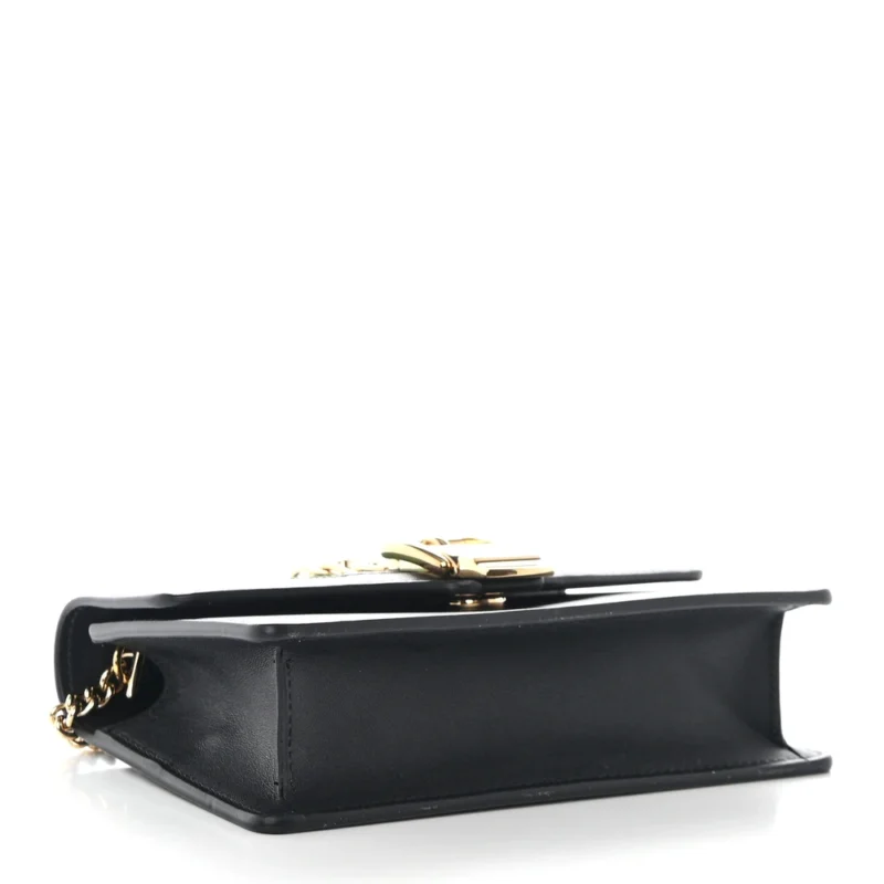 GUCCI SUPER MINI SYLVIE CHAIN SHOULDER BAG BLACK CALFSKIN LEATHER GOLD HARDWARE - Image 6