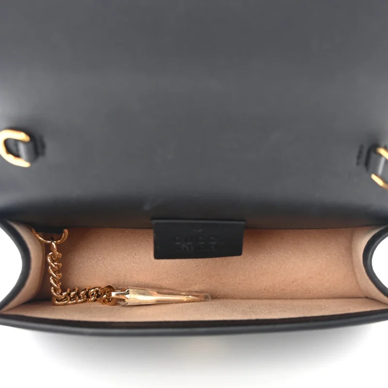 GUCCI SUPER MINI SYLVIE CHAIN SHOULDER BAG BLACK CALFSKIN LEATHER GOLD HARDWARE - Image 7
