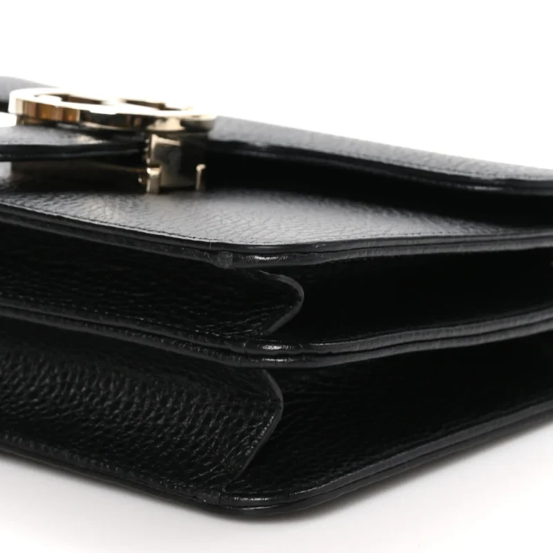 GUCCI SMALL INTERLOCKING G SHOULDER BAG BLACK DOLLAR CALFSKIN LEATHER GOLD HARDWARE - Image 5