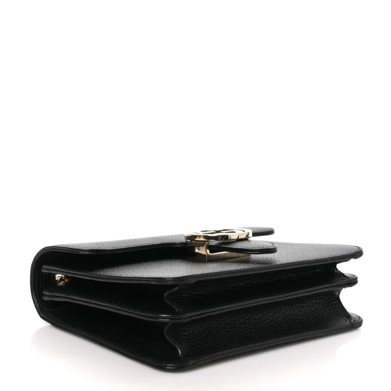 GUCCI SMALL INTERLOCKING G SHOULDER BAG BLACK DOLLAR CALFSKIN LEATHER GOLD HARDWARE - Image 6
