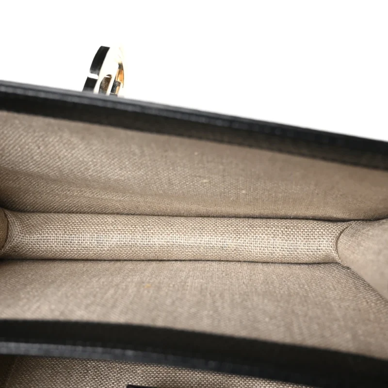 GUCCI SMALL INTERLOCKING G SHOULDER BAG BLACK DOLLAR CALFSKIN LEATHER GOLD HARDWARE - Image 7