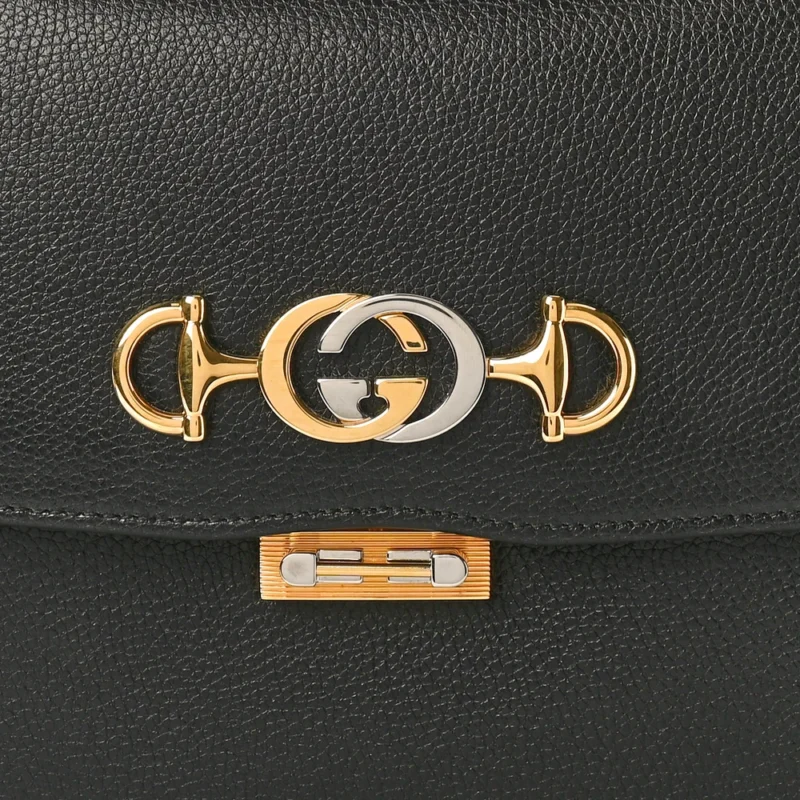 GUCCI SMALL ZUMI SHOULDER BAG BLACK GRAINY CALFSKIN LEATHER MIXED METAL HARDWARE - Image 8