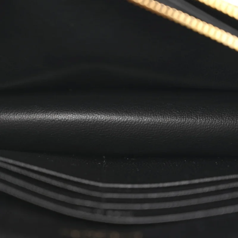 SAINT LAURENT ENVELOPE CHAIN WALLET BLACK CHEVRON MONOGRAM GRAIN DE POUDRE MATELASSE LEATHER GOLD HARDWARE - Image 7