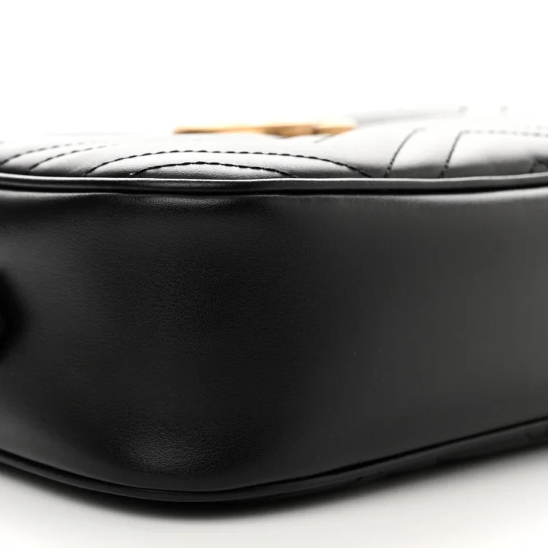GUCCI SMALL GG MARMONT CHAIN SHOULDER BAG BLACK CALFSKIN MATELASS?? LEATHER GOLD HARDWARE - Image 5