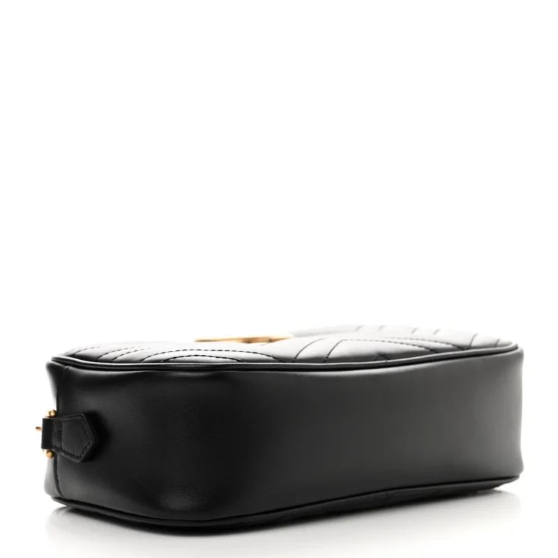 GUCCI SMALL GG MARMONT CHAIN SHOULDER BAG BLACK CALFSKIN MATELASS?? LEATHER GOLD HARDWARE - Image 6