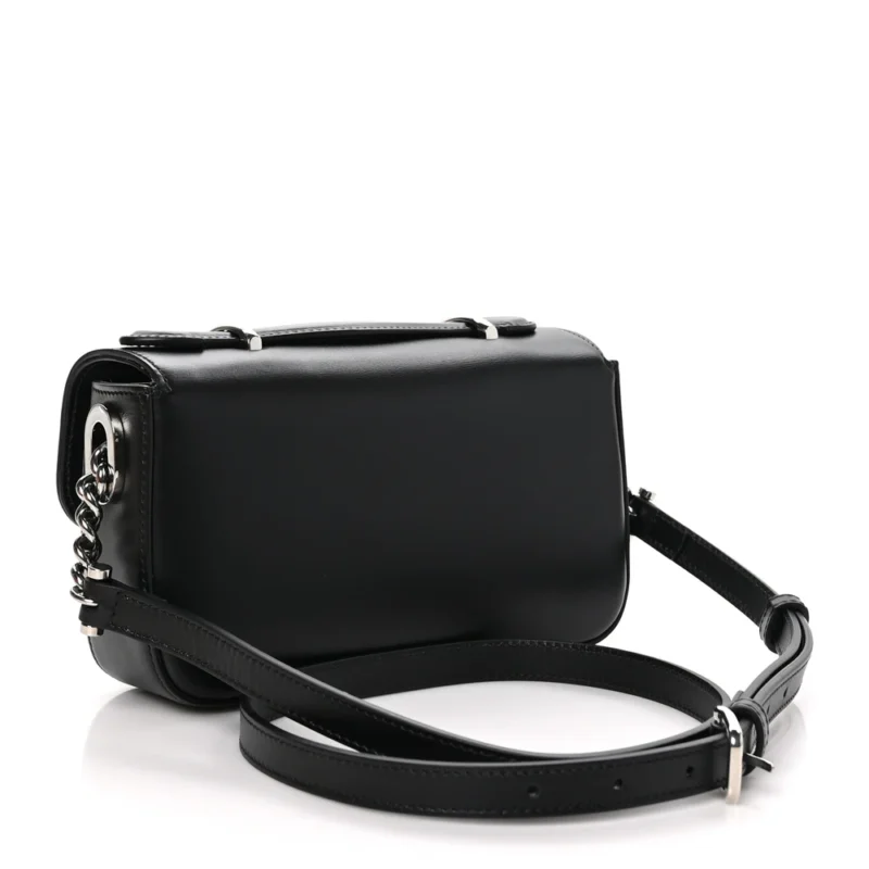 GUCCI SMALL PETITE GG TOP HANDLE SHOULDER BAG BLACK CALFSKIN LEATHER SILVER HARDWARE - Image 3