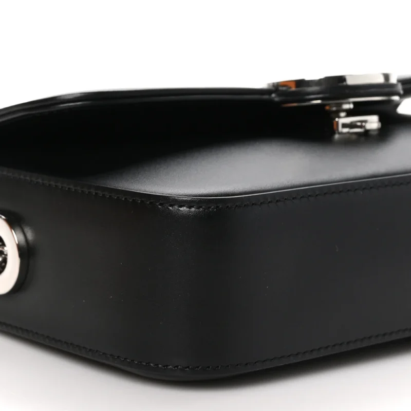 GUCCI SMALL PETITE GG TOP HANDLE SHOULDER BAG BLACK CALFSKIN LEATHER SILVER HARDWARE - Image 5