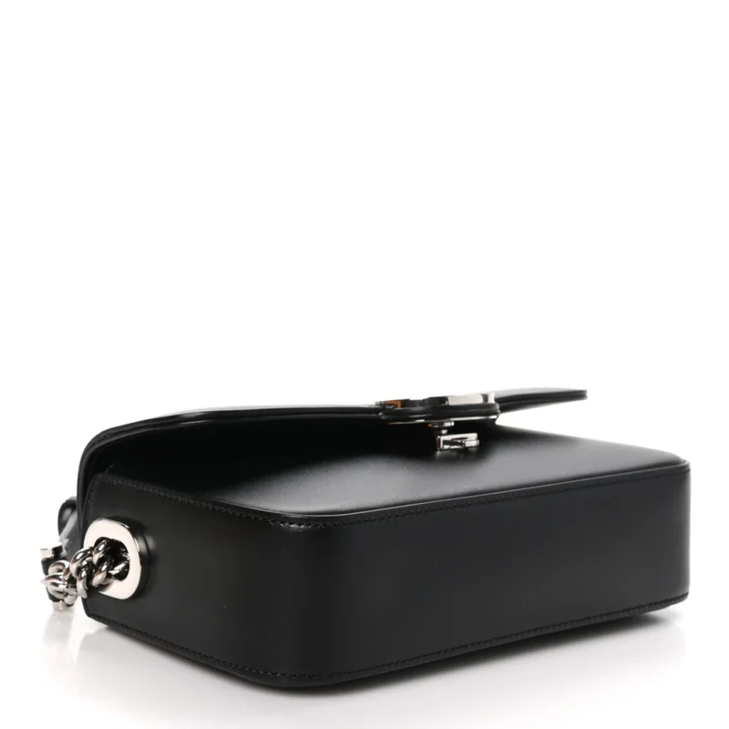 GUCCI SMALL PETITE GG TOP HANDLE SHOULDER BAG BLACK CALFSKIN LEATHER SILVER HARDWARE - Image 6