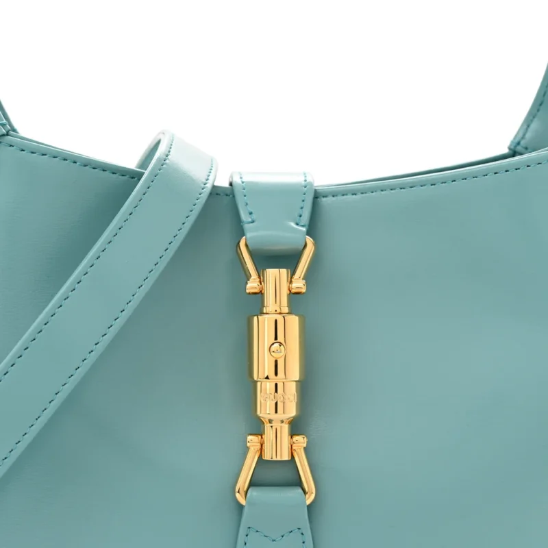 GUCCI SMALL BI-COLOR JACKIE 1961 HOBO DUSTY AZURE BOARDED DYANA LUX CALFSKIN LEATHER BRASS HARDWARE - Image 8