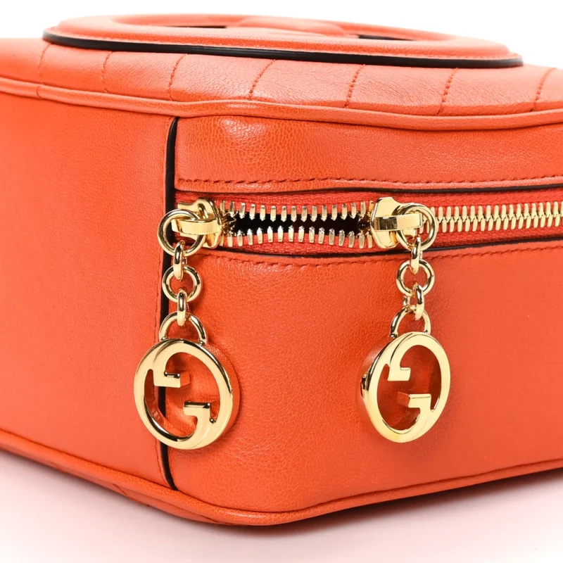 GUCCI SMALL DIAGONAL STITCHED BLONDIE SHOULDER BAG ORANGE CALFSKIN LEATHER GOLD HARDWARE - Image 4