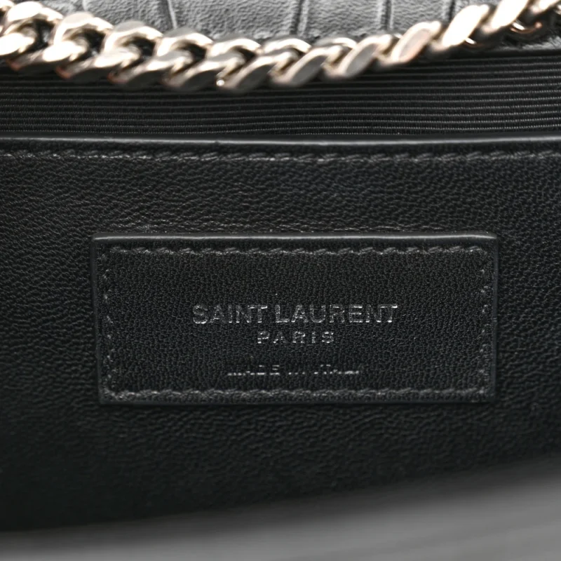 SAINT LAURENT MEDIUM KATE TASSEL SATCHEL BLACK EMBOSSED CLASSIC MONOGRAM CALFSKIN & CROCODILE LEATHER SILVER HARDWARE - Image 2