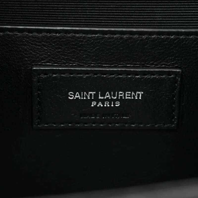 SAINT LAURENT MEDIUM SATCHEL BLACK TRIQUILT MONOGRAM GRAIN DE POUDRE TEXTURED MIXED MATELASSE LEATHER SILVER HARDWARE - Image 2