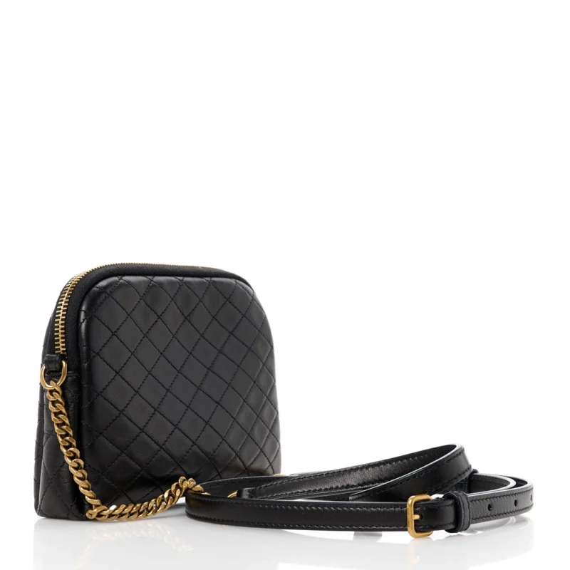 SAINT LAURENT MINI GABY ZIPPED POUCH BLACK QUILTED LAMBSKIN LEATHER AGED GOLD HARDWARE - Image 3