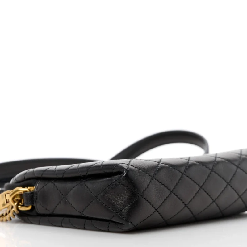 SAINT LAURENT MINI GABY ZIPPED POUCH BLACK QUILTED LAMBSKIN LEATHER AGED GOLD HARDWARE - Image 4