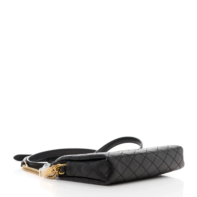 SAINT LAURENT MINI GABY ZIPPED POUCH BLACK QUILTED LAMBSKIN LEATHER AGED GOLD HARDWARE - Image 6