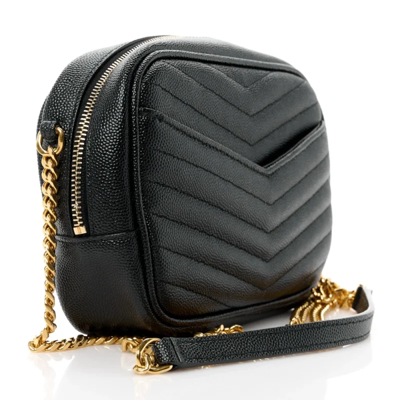 SAINT LAURENT MINI LOU CAMERA BAG BLACK MONOGRAM GRAIN DE POUDRE MATELASSE LEATHER GOLD HARDWARE - Image 3