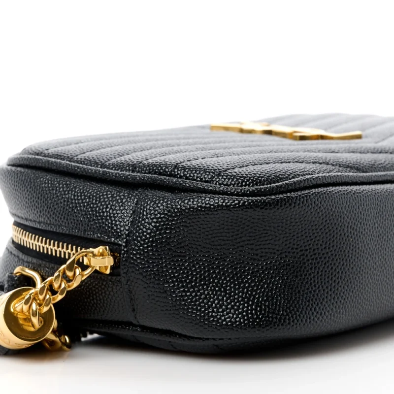 SAINT LAURENT MINI LOU CAMERA BAG BLACK MONOGRAM GRAIN DE POUDRE MATELASSE LEATHER GOLD HARDWARE - Image 4