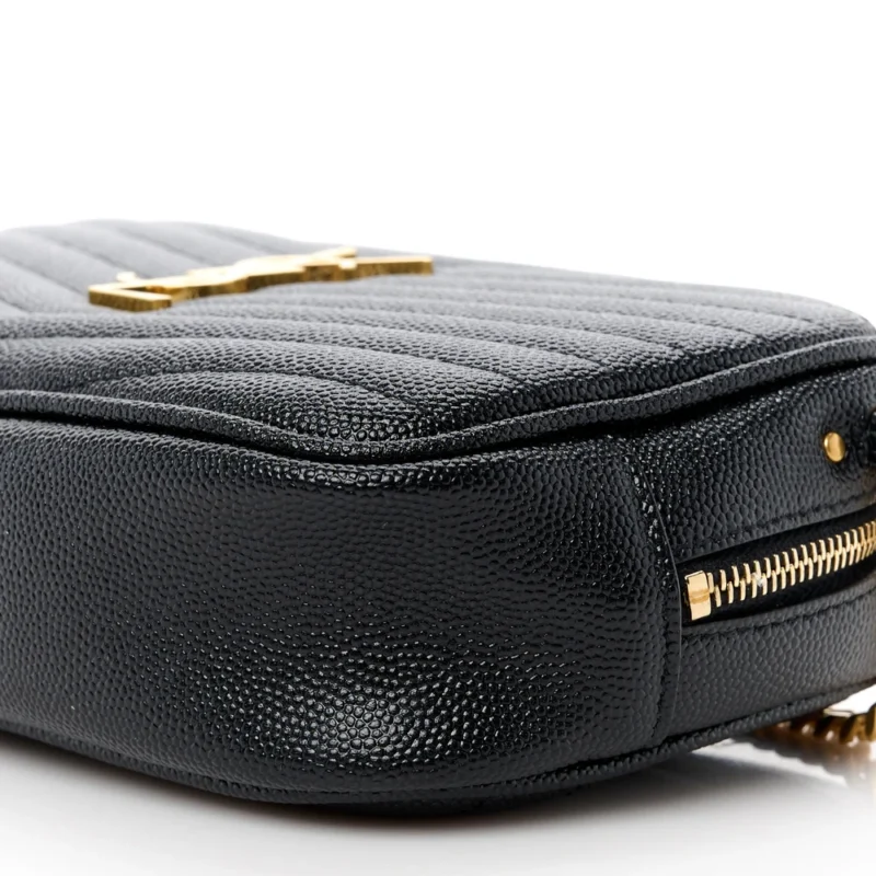 SAINT LAURENT MINI LOU CAMERA BAG BLACK MONOGRAM GRAIN DE POUDRE MATELASSE LEATHER GOLD HARDWARE - Image 5