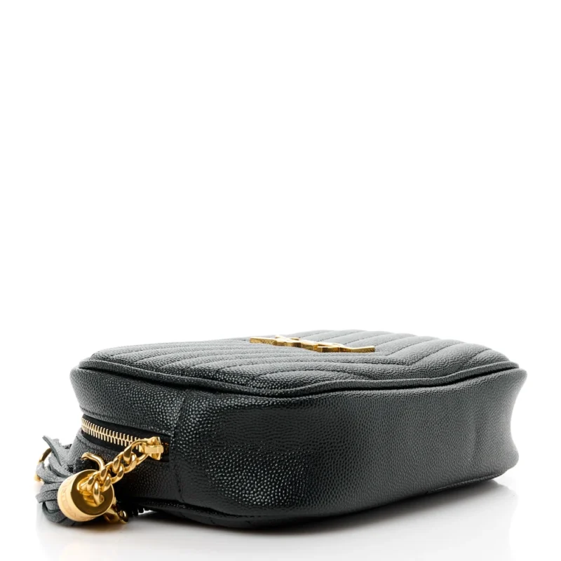 SAINT LAURENT MINI LOU CAMERA BAG BLACK MONOGRAM GRAIN DE POUDRE MATELASSE LEATHER GOLD HARDWARE - Image 6