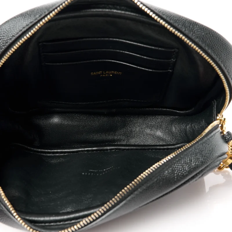 SAINT LAURENT MINI LOU CAMERA BAG BLACK MONOGRAM GRAIN DE POUDRE MATELASSE LEATHER GOLD HARDWARE - Image 7