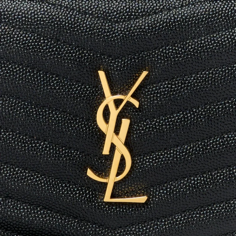 SAINT LAURENT MINI LOU CAMERA BAG BLACK MONOGRAM GRAIN DE POUDRE MATELASSE LEATHER GOLD HARDWARE - Image 9